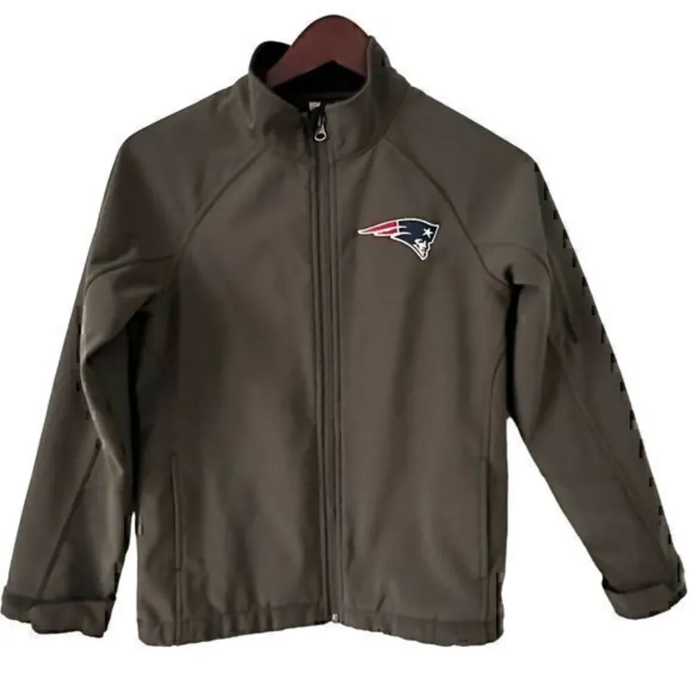 NFL Youth Dark Grey Polyester Fleece Lined NE Patriots Zip Up Jacket Size S - 8